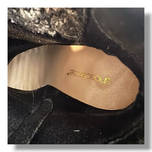 ShoeDazzle Women's Black Ankle Booties Size 6 Knit Cuff Buckle Straps - Picture 7 of 8